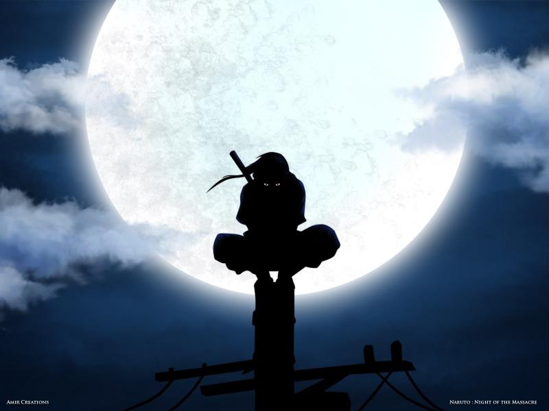 Download Uchiha Itachi Moon silhouette