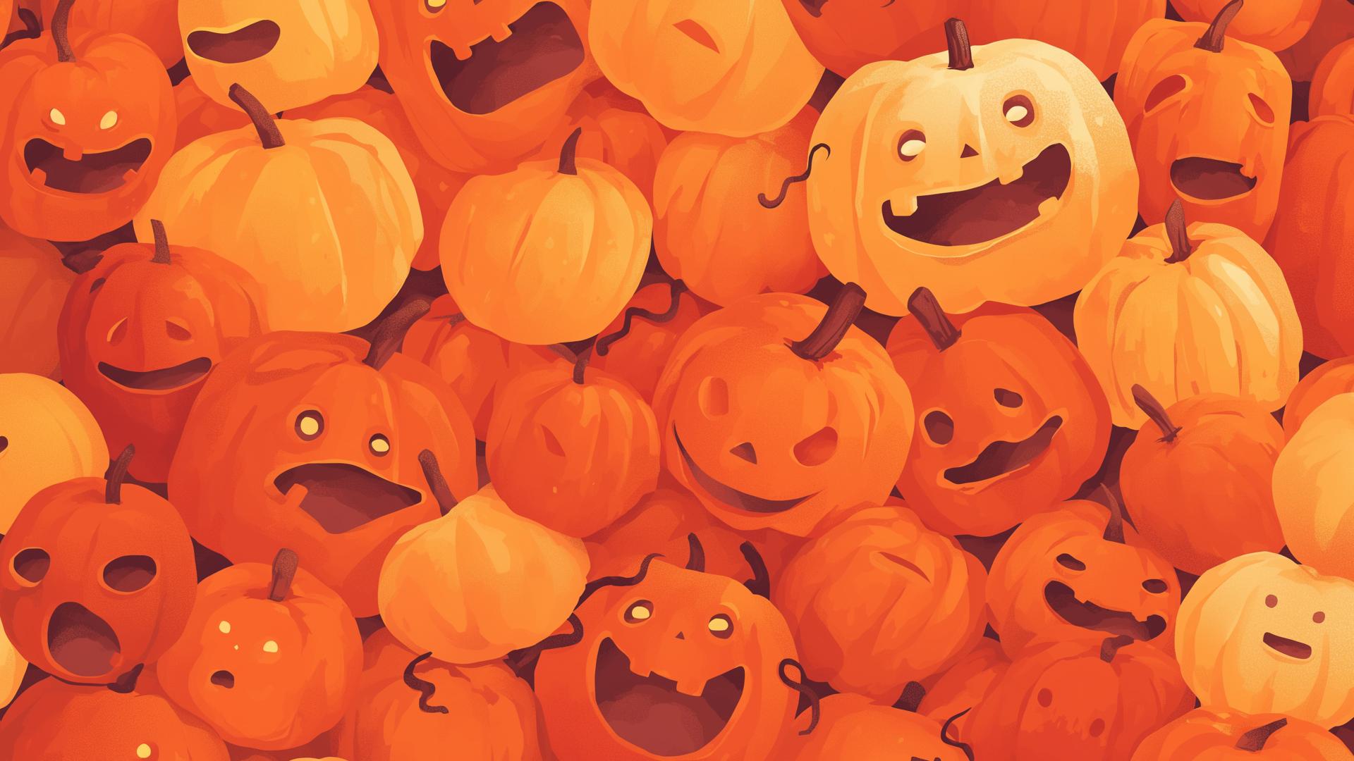 Download Orange Pumpkins Autumn Holiday Halloween Desktop Wallpaper