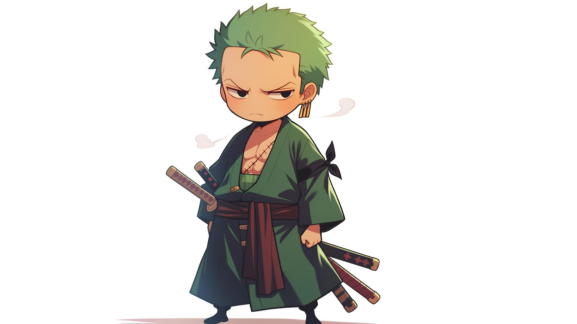 Download Zoro One Piece Cute Warrior Desktop Wallpaper 4k