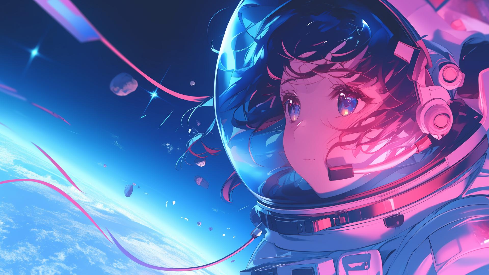 Download Cosmic Anime Girl Space Wonder Desktop Wallpaper