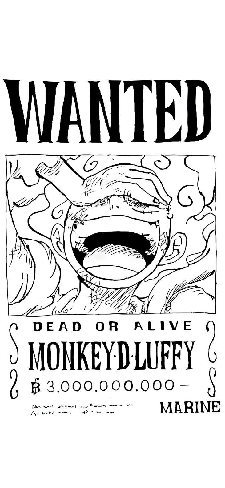 Download One Piece Luffy Wanted Poster Black And White