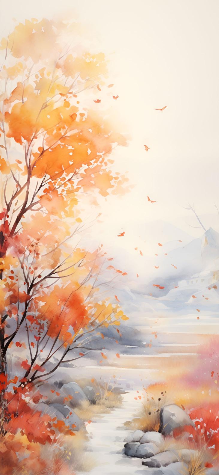 Download Aesthetic Scenery Fall Watercolor