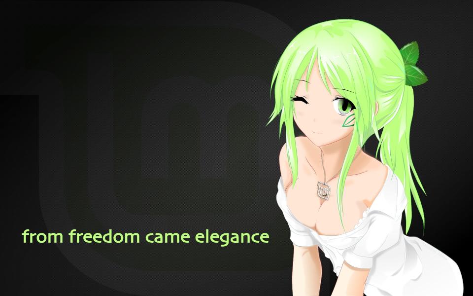 Download green-haired female animate character