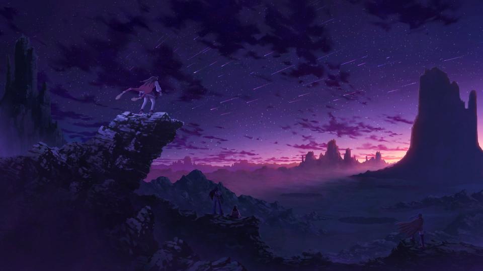 Download anime sky landscape purple