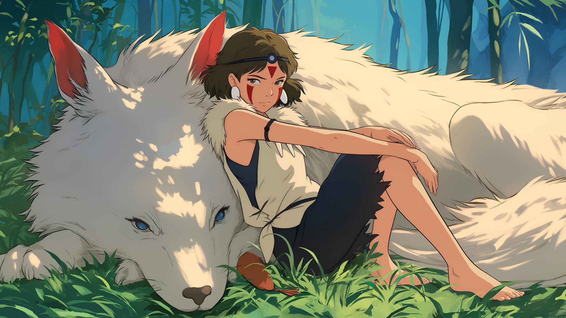 Download Princess Mononoke Forest Wolf Desktop Wallpaper 4k