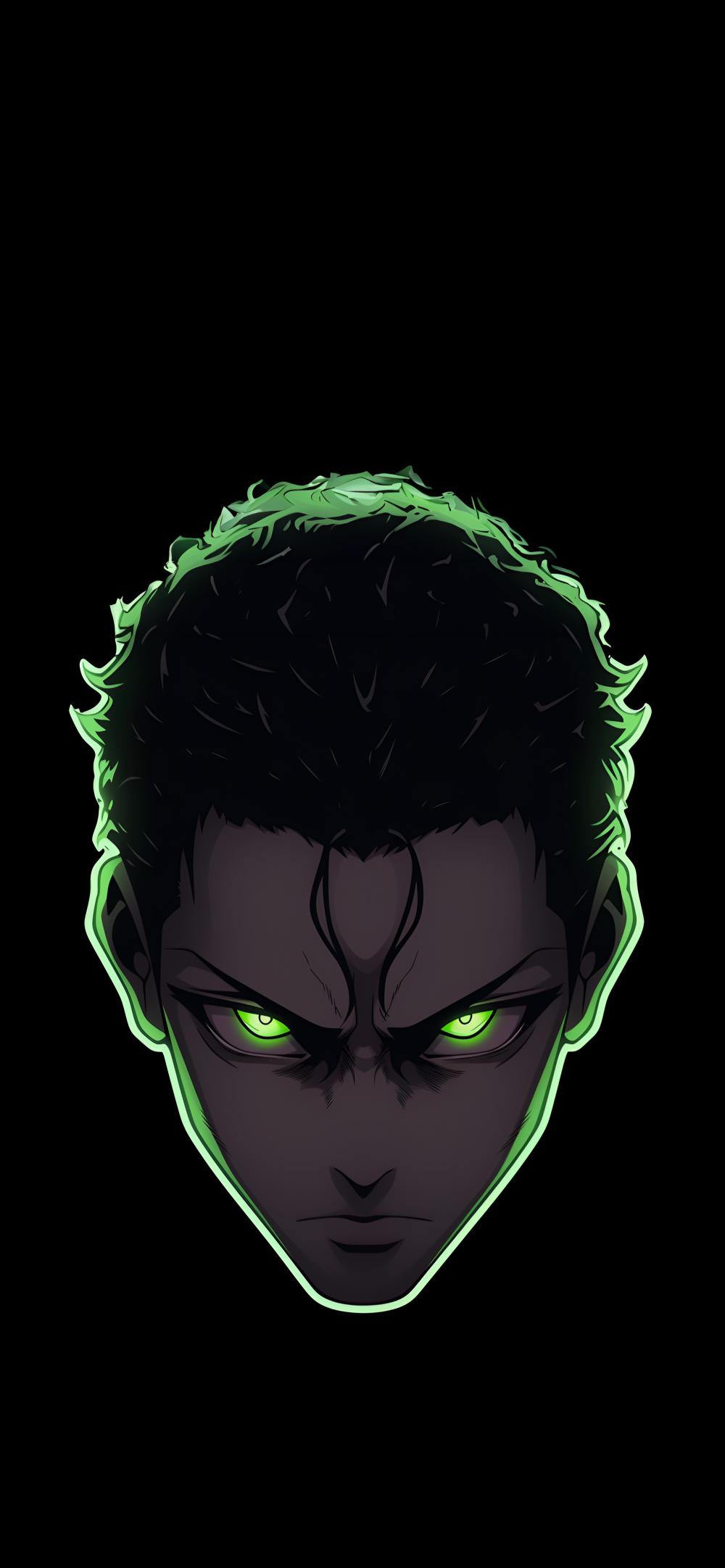 Download Anime Boy Green Glow Dark Wallpaper