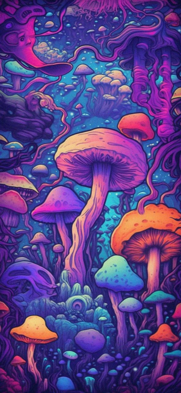 Download Colorful Trippy Mushrooms