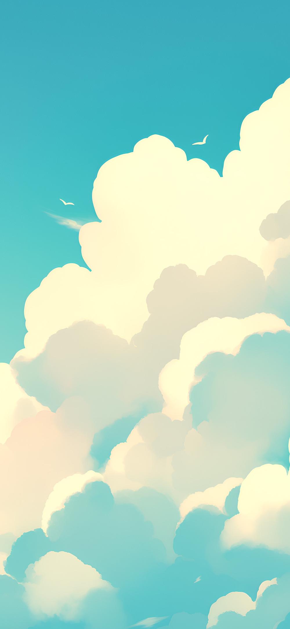 Download Fluffy Clouds Blue Sky