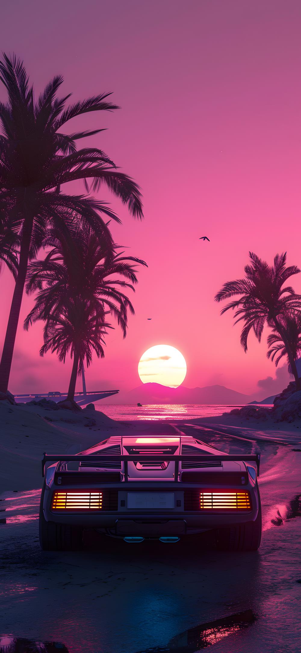 Download Cybertruck Beach Sunset Vibes