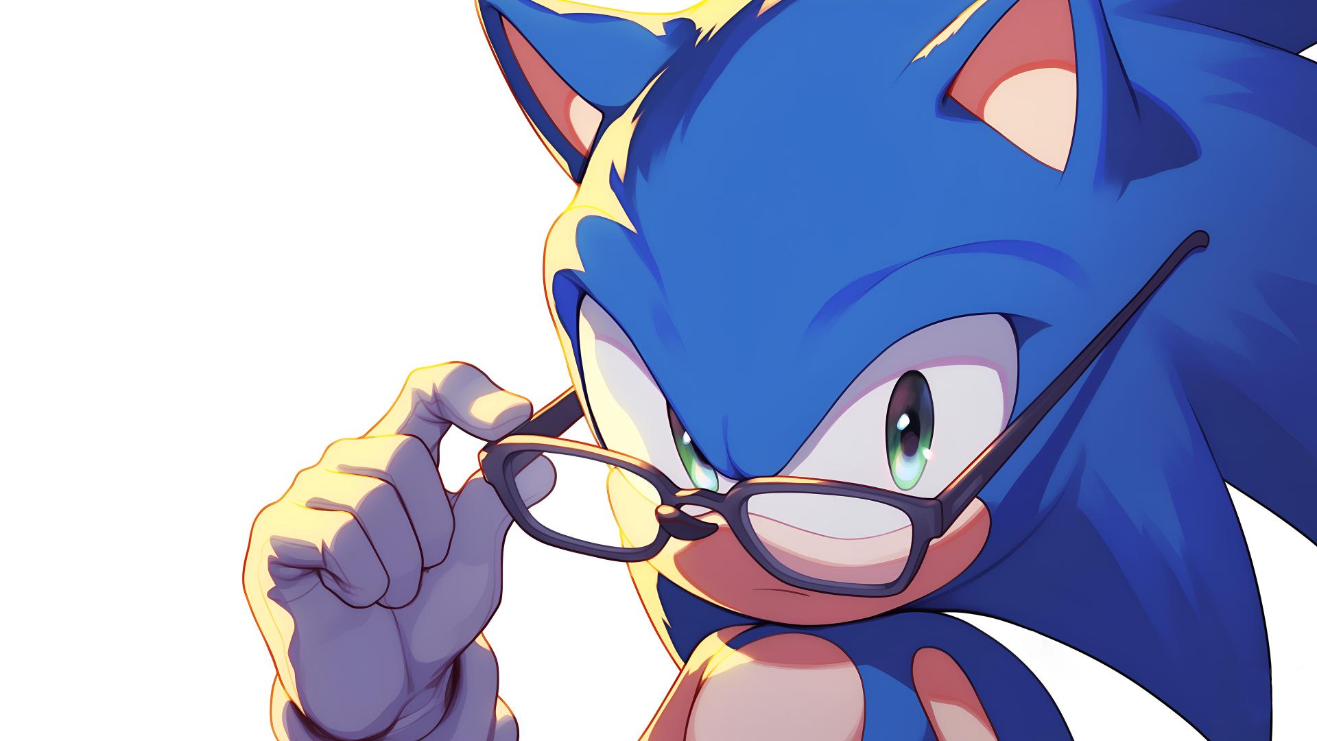 Download Sonic Cool Glasses Desktop Wallpaper 4k