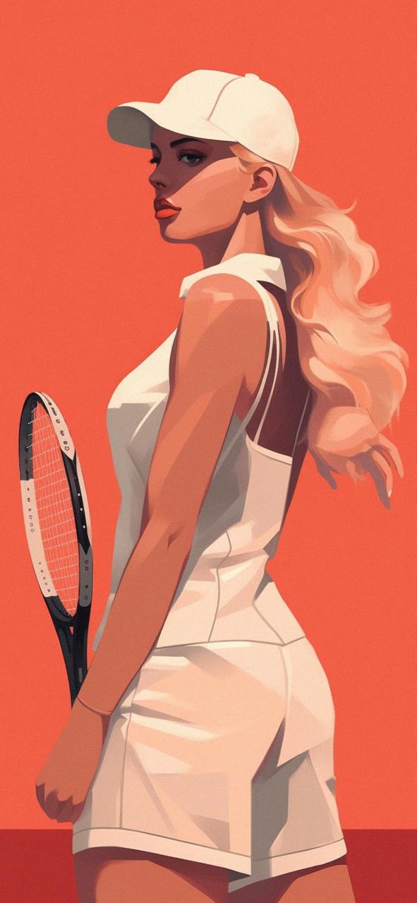 Download Girl Tennis Player Red Art