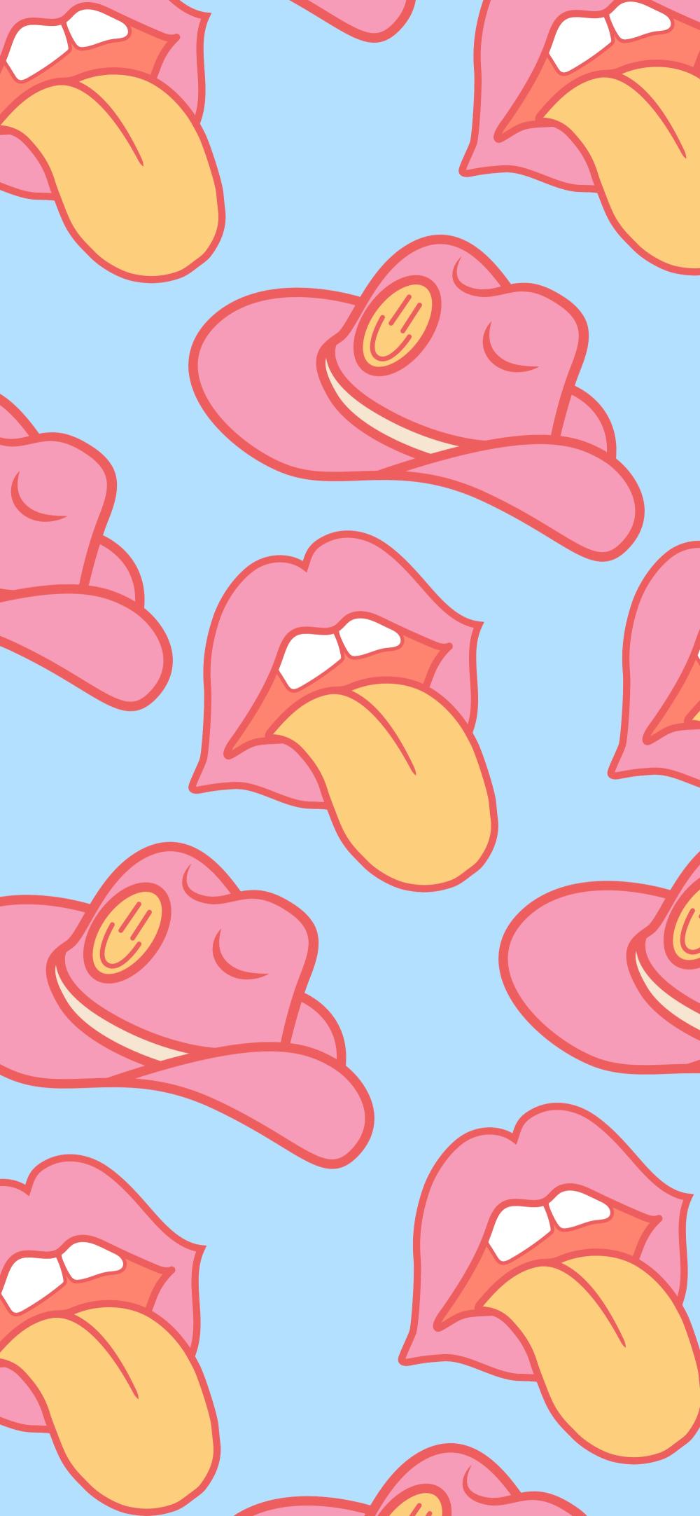 Download Cowboy Hat Hot Lips Pattern Preppy Aesthetic