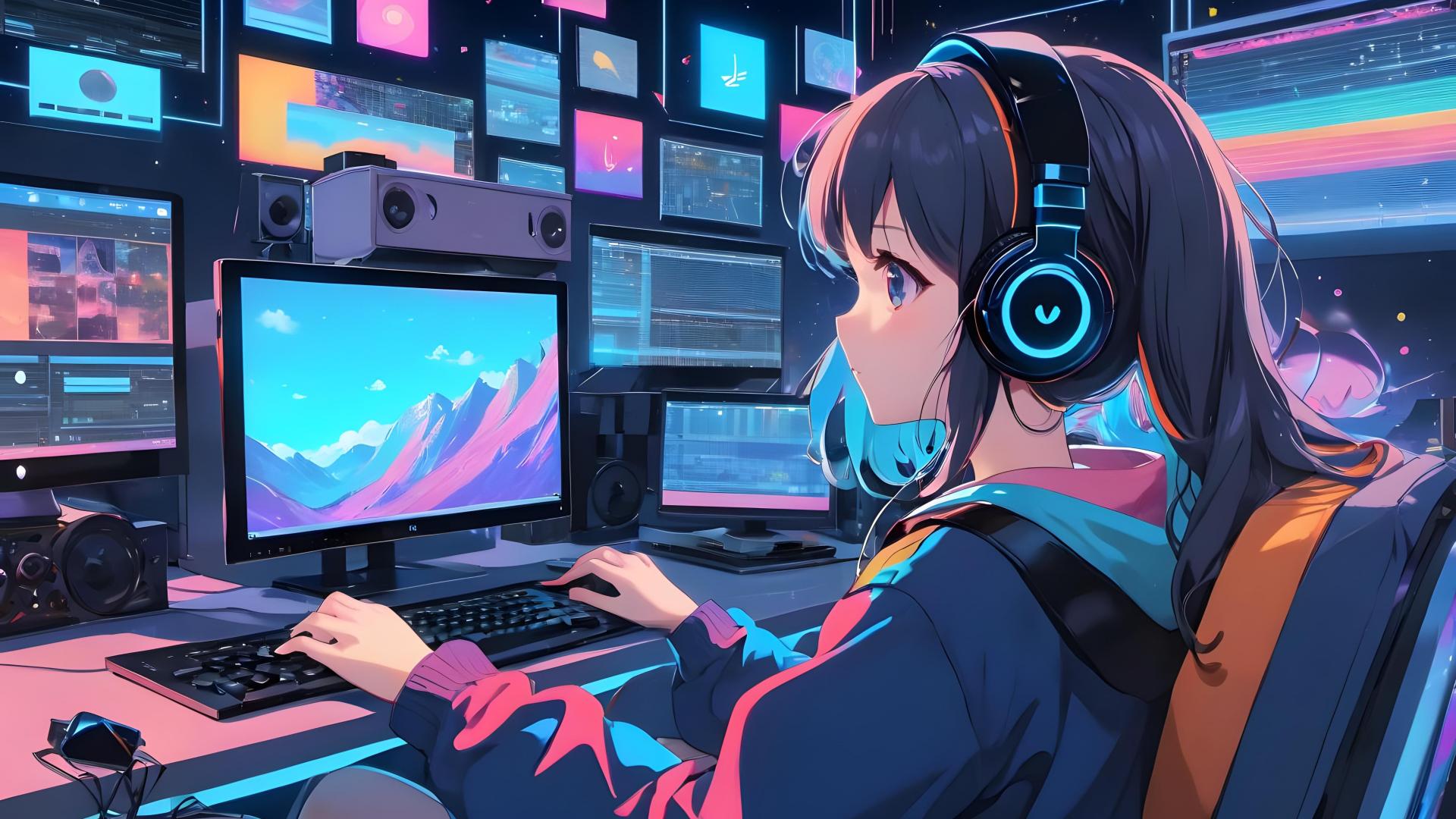 Download Anime girl Working