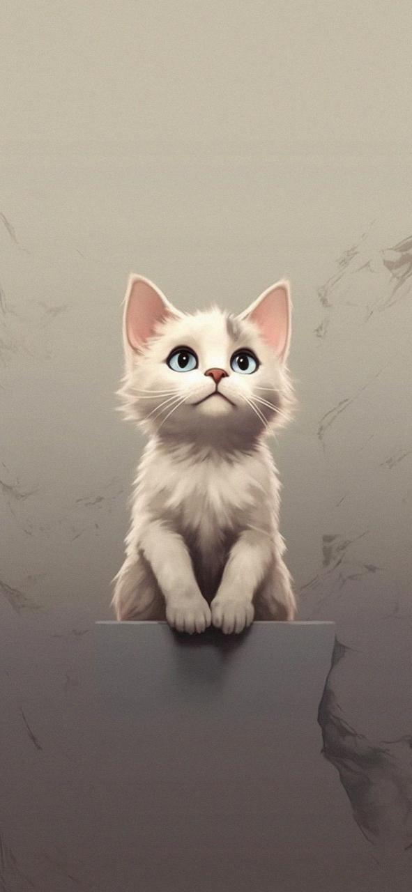 Download Cute White Cat Grey