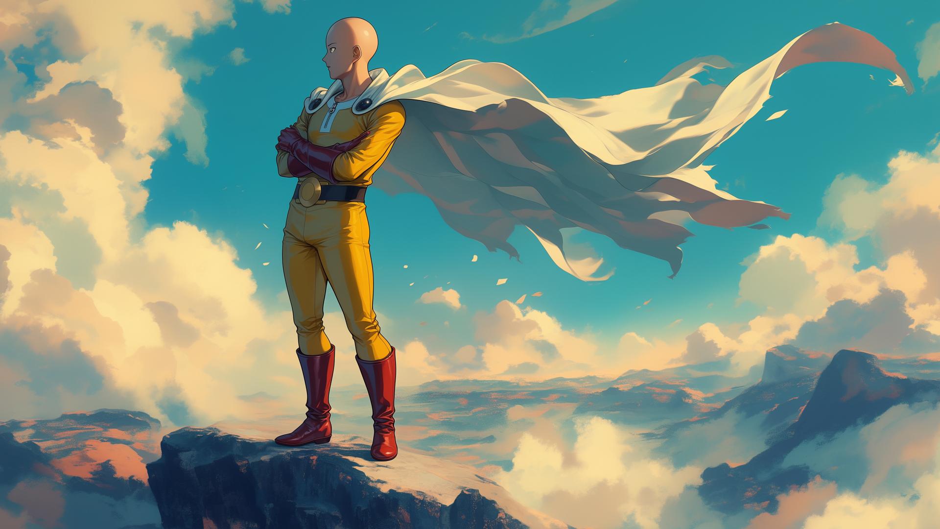 Download Saitama One Punch Man Heroic Stance Desktop Wallpaper