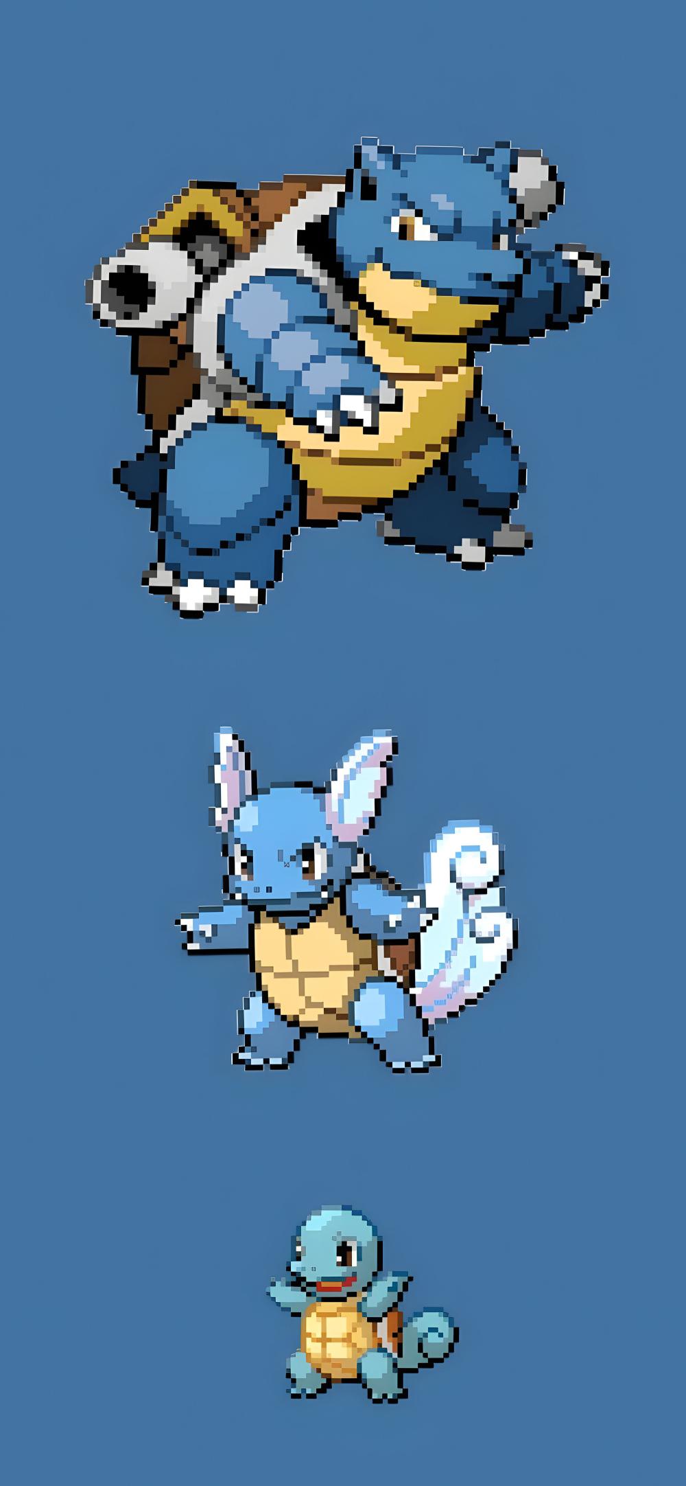 Download Squirtle Evolution Pixel Art