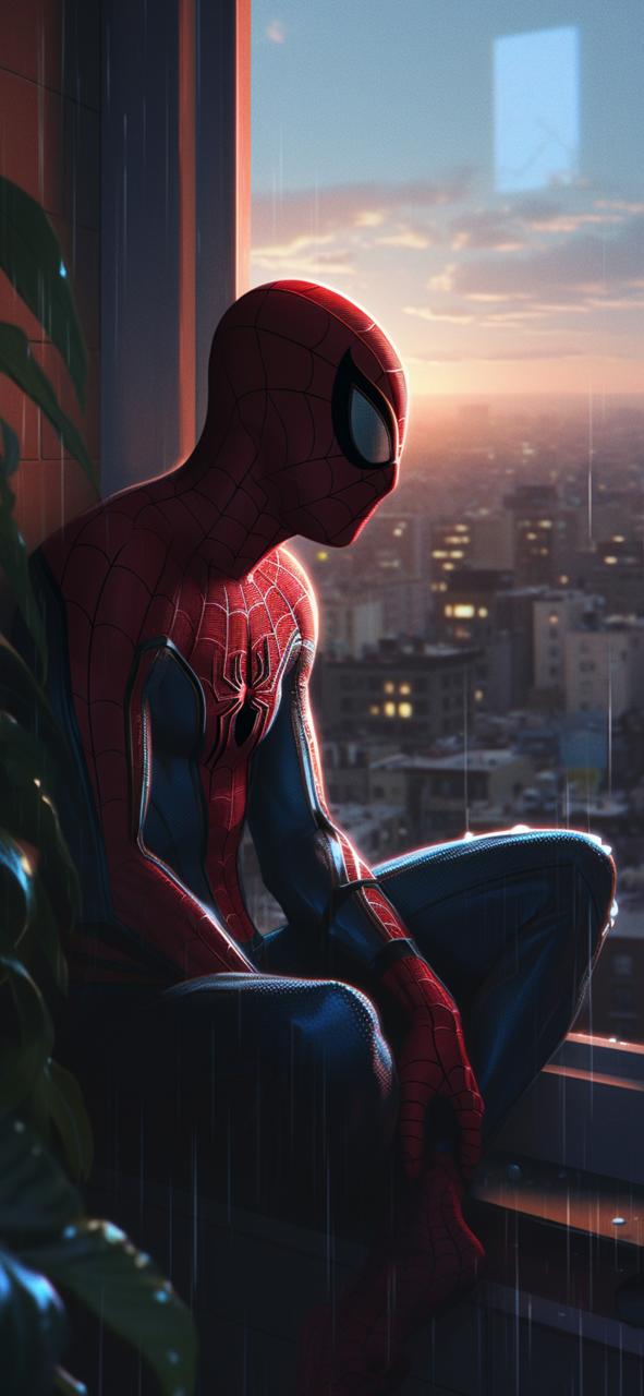 Download Marvel Spider Man Looks At The City