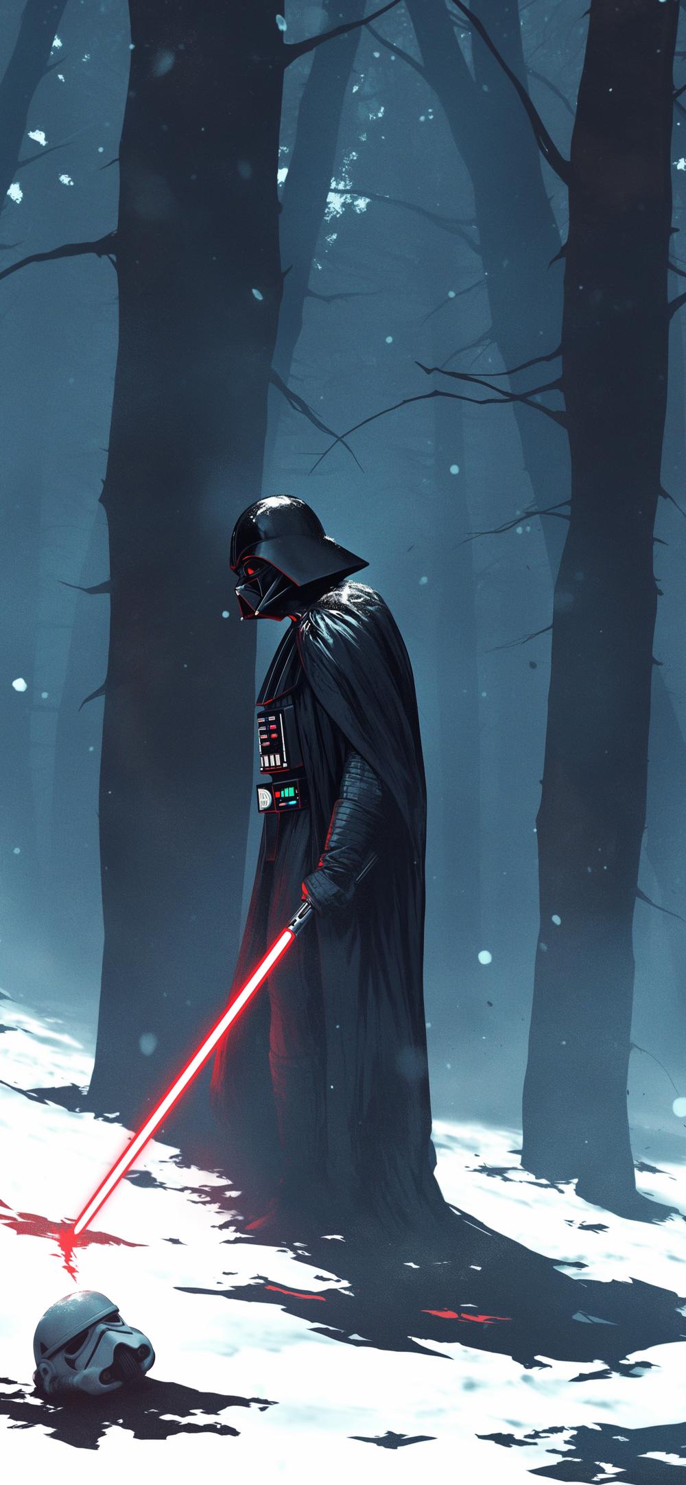 Download Darth Vader In Snowy Forest Wallpaper