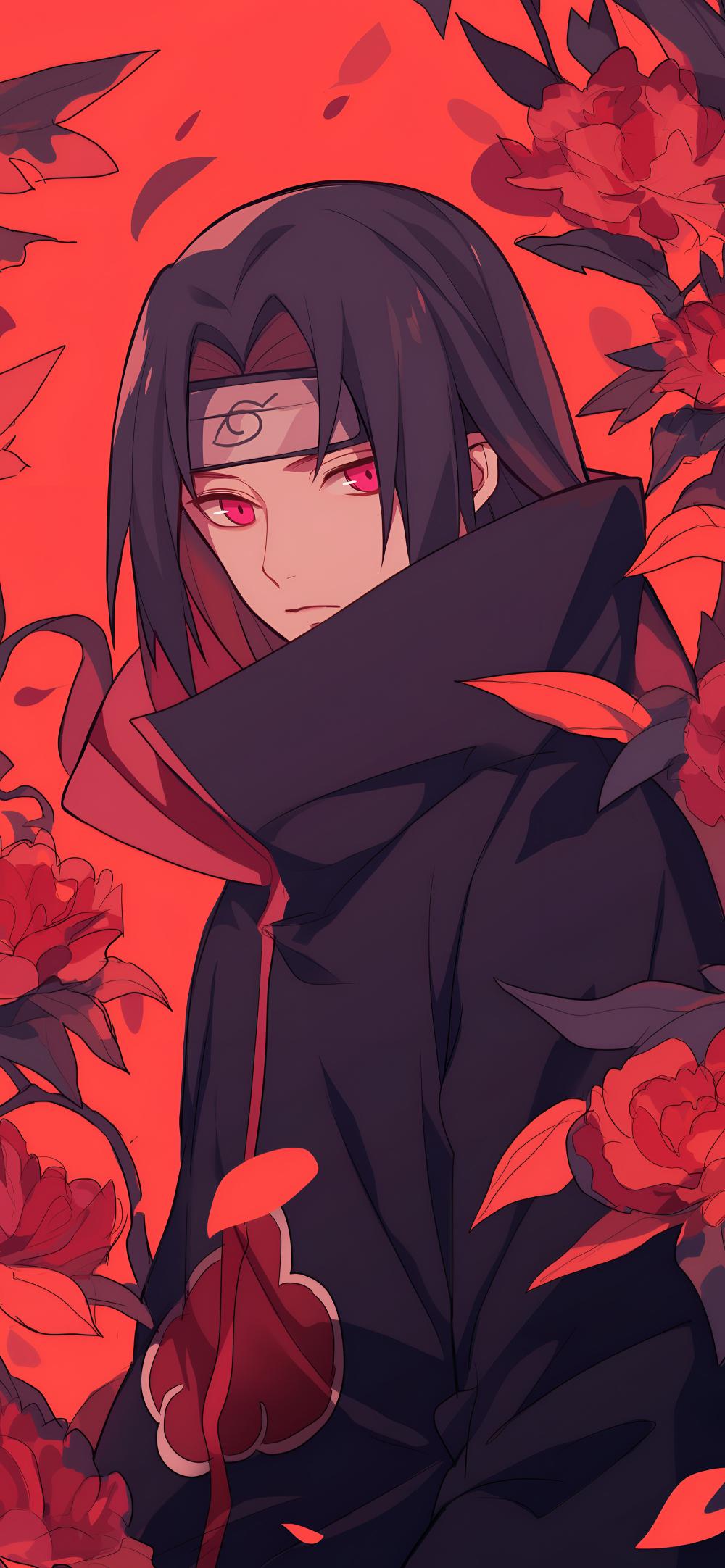 Download Itachi Uchiha Red Flowers