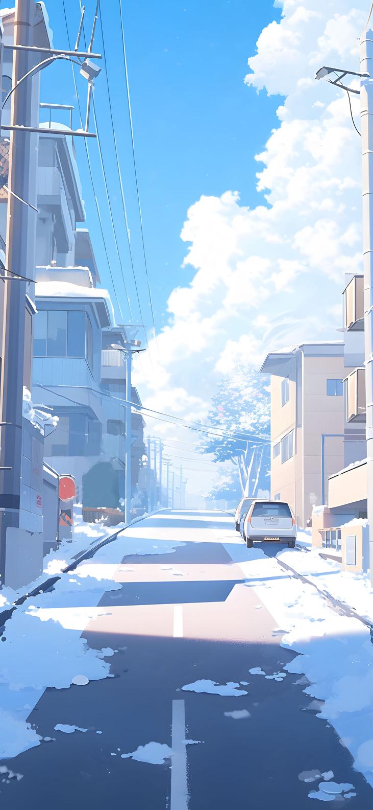 Download Snowy Winter Street Watercolor