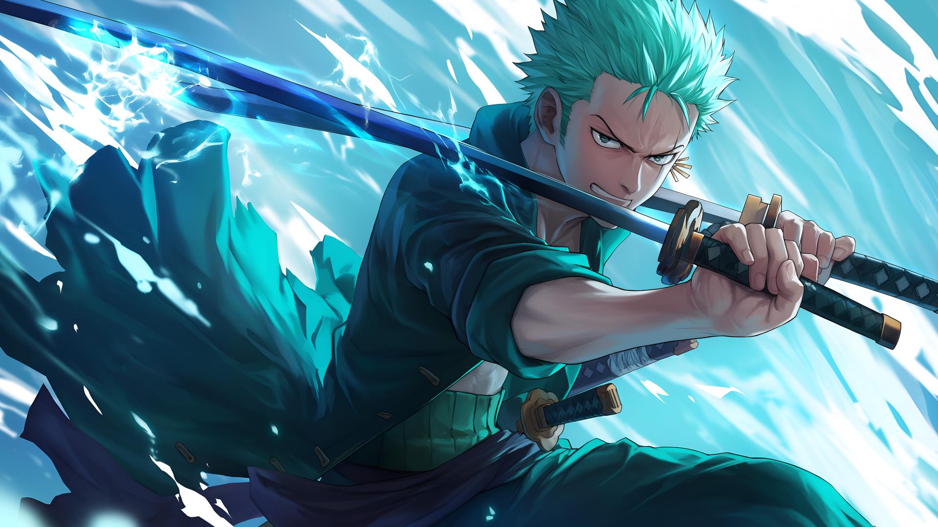 Download Zoro One Piece Two Sword Style Desktop