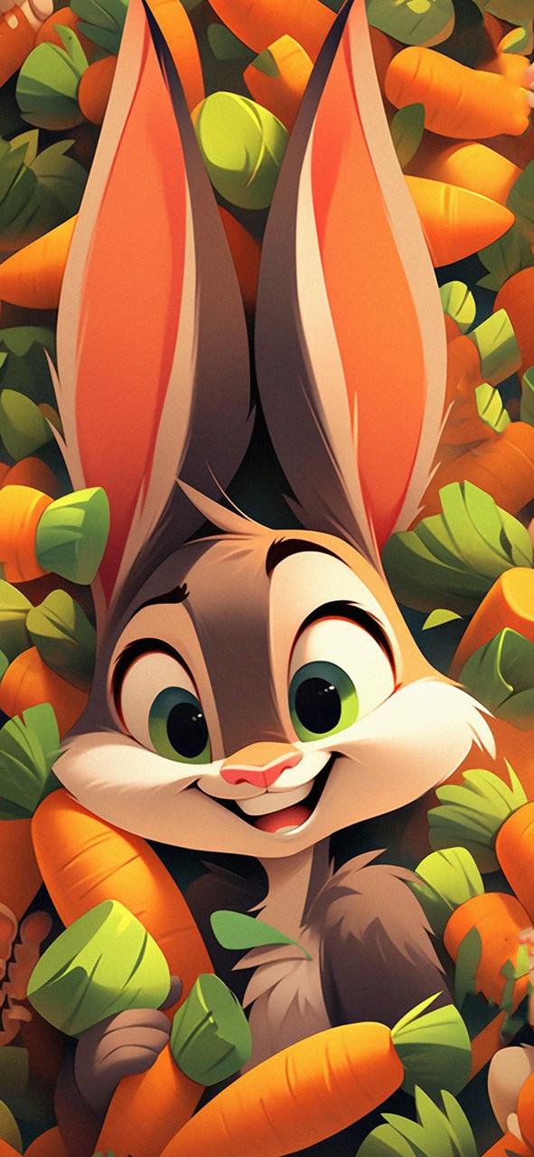 Download Cute Bunny Carrots Cartoon