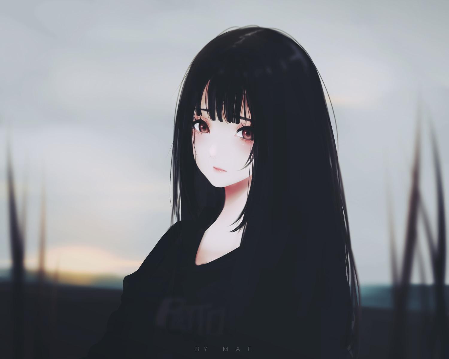 Download anime girl black hair