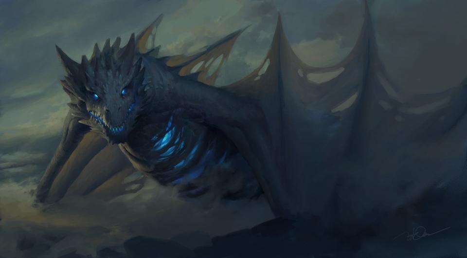 Download gray and blue dragon