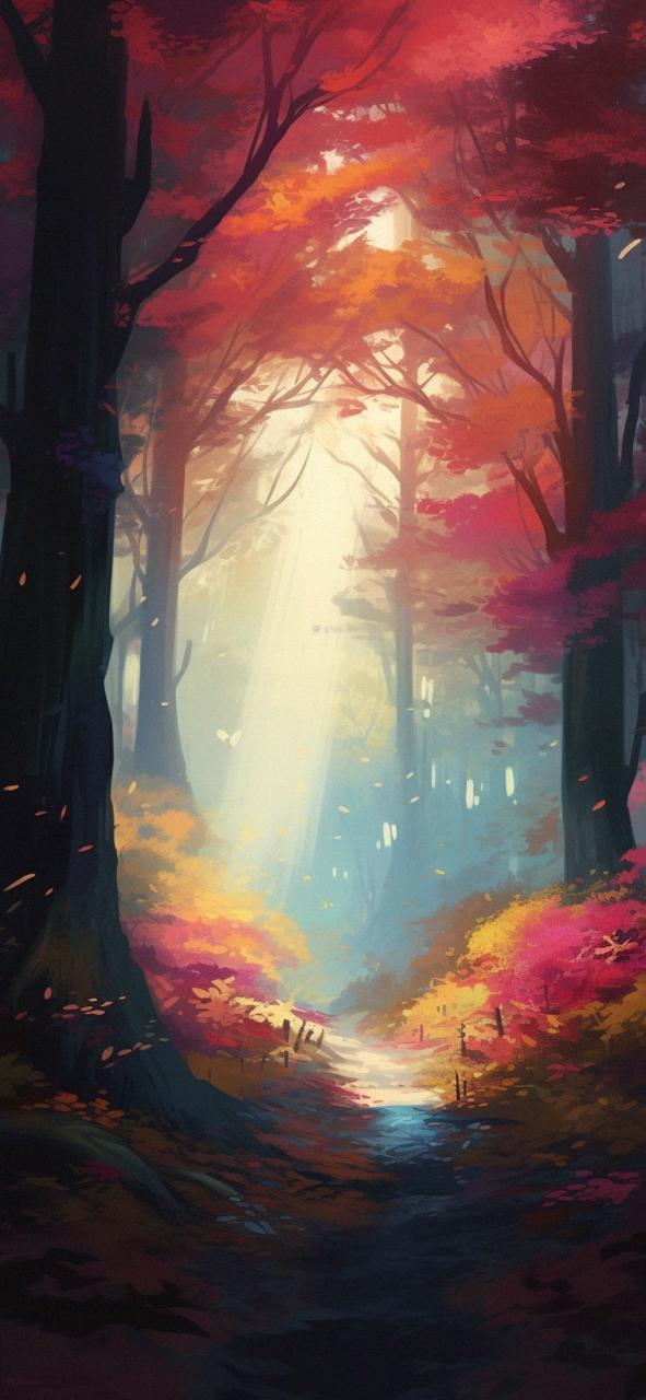 Download Red Autumn Forest Art