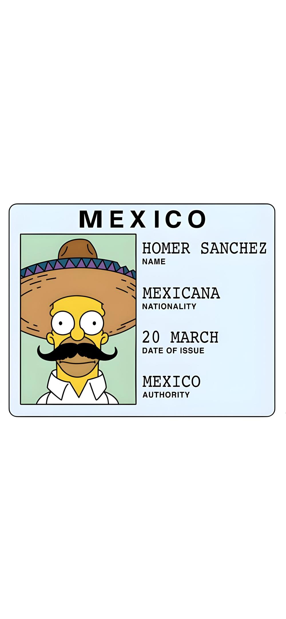 Download Homer Simpson Mexico Id