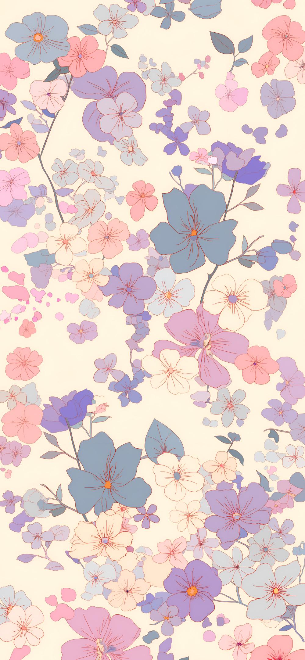 Download Soft Floral Pastel Pattern Wallpaper