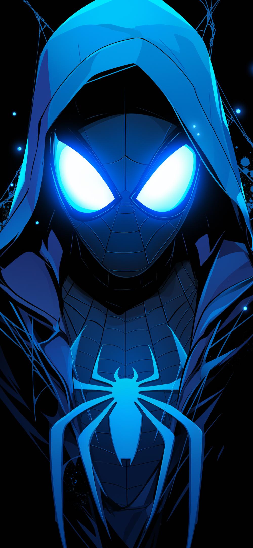 Download Spiderman Blue Glowing Eyes Amoled