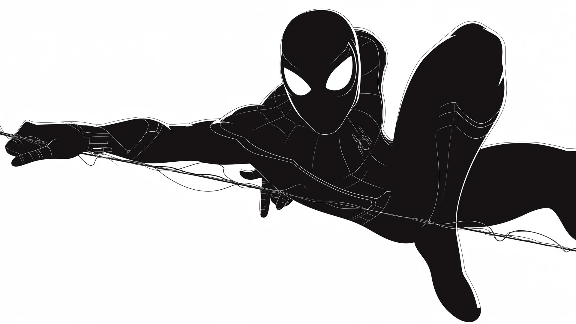 Download Spider Man Silhouette Web Swinging Black White Desktop Wallpaper