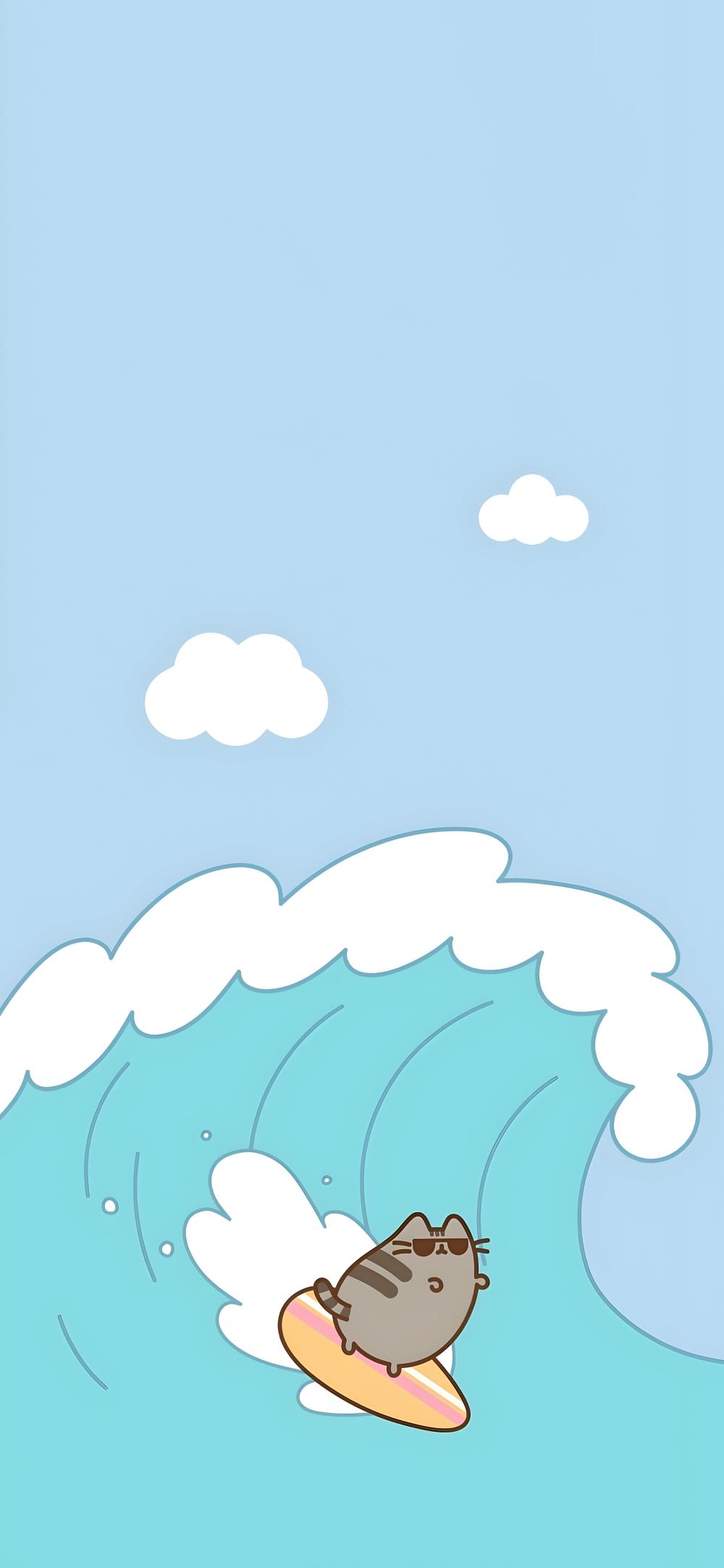 Download Pusheen Surfing Wave Cute