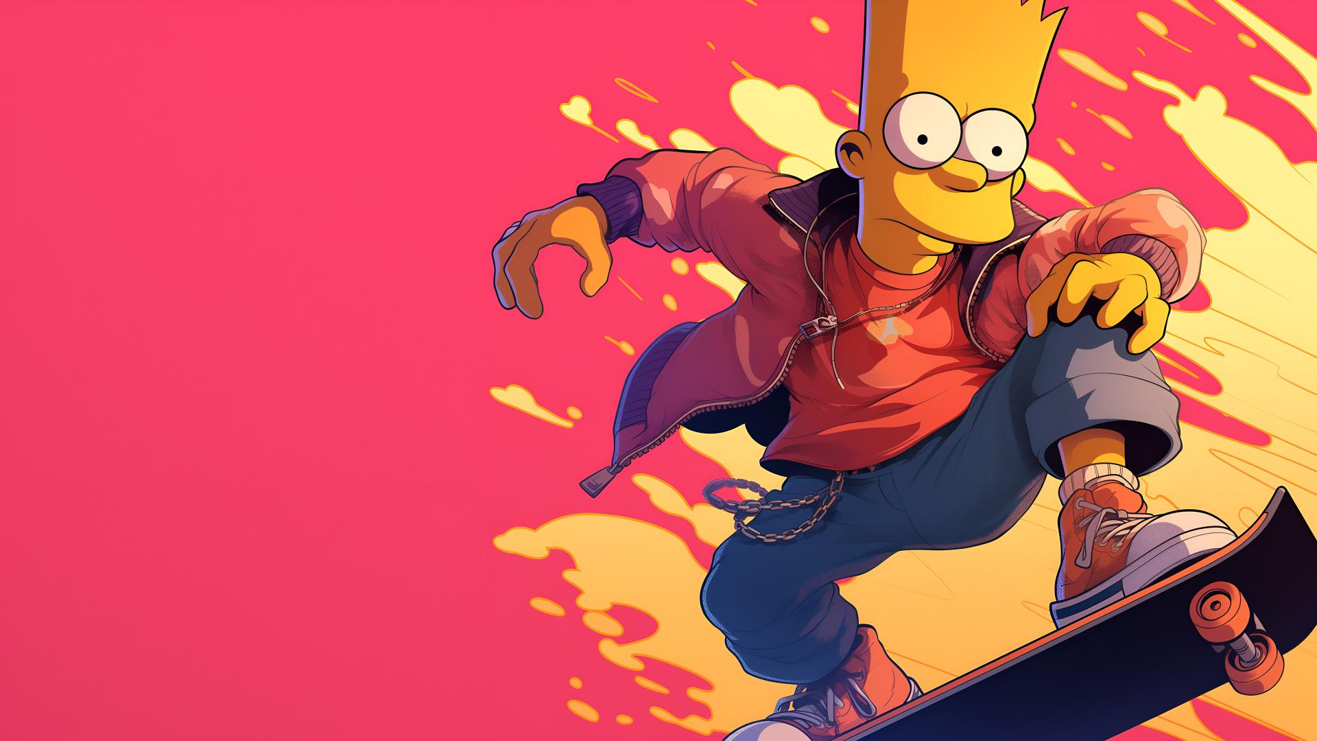 Download Bart Simpson Skateboard Hype Art 4k