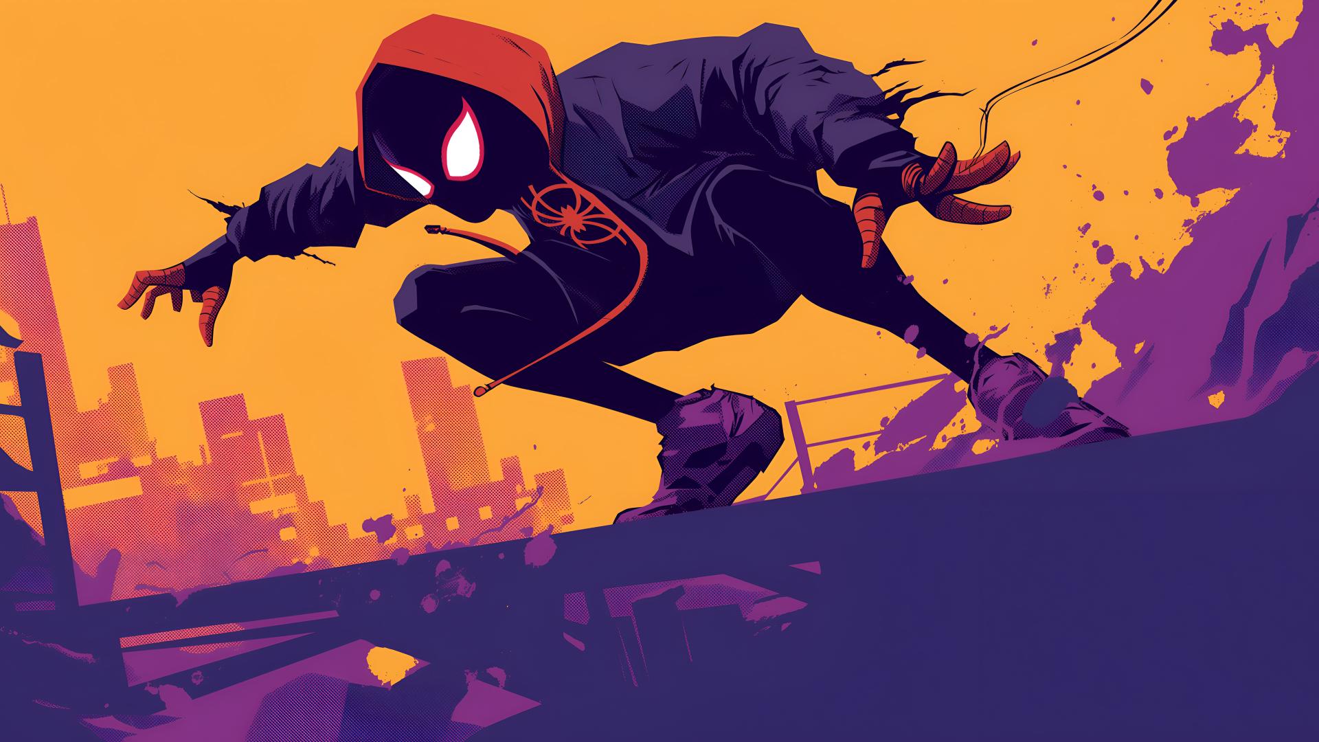 Download Miles Morales Spiderman Cool Orange Desktop