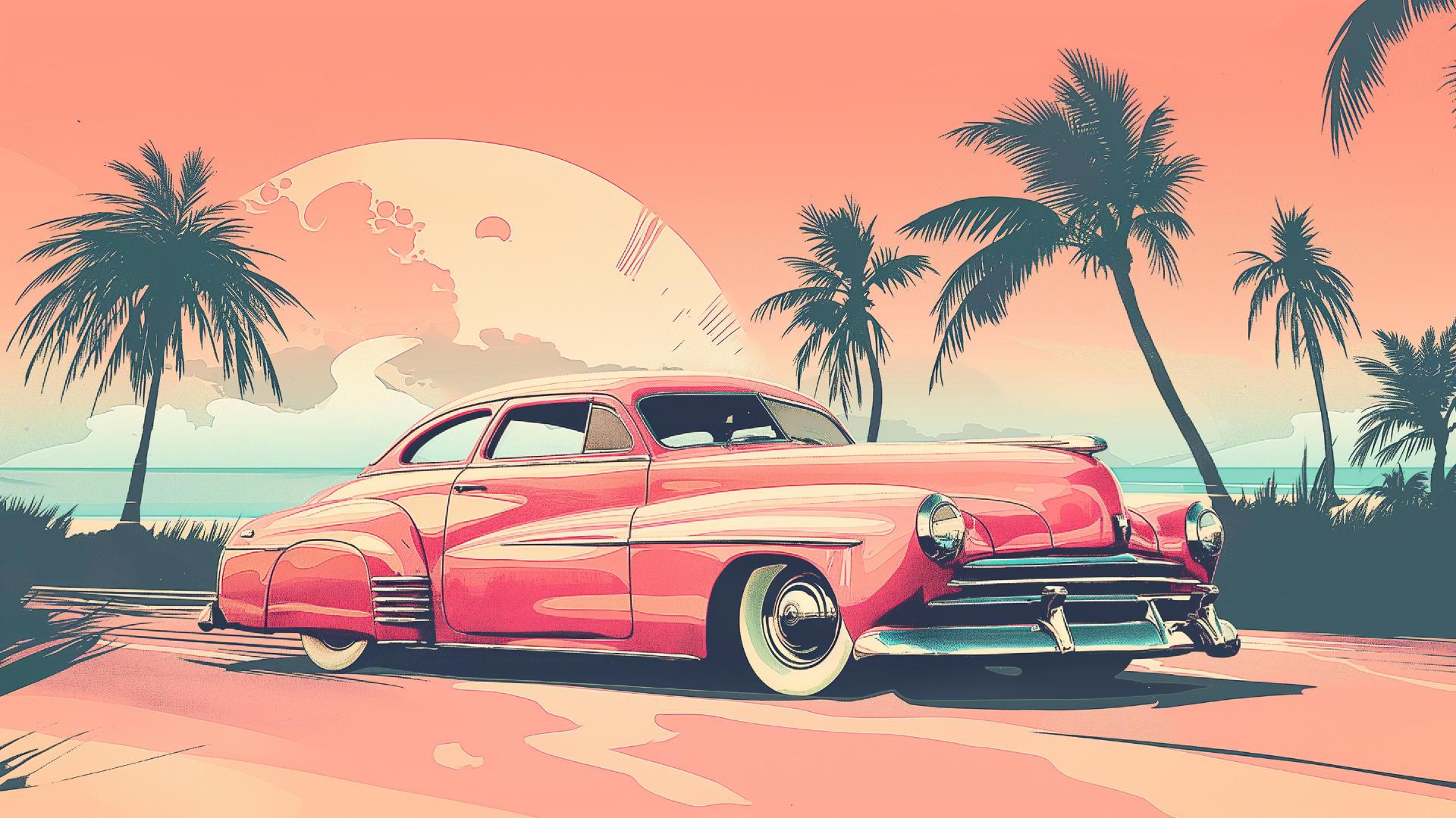 Download Pink Cadillac Sunset Beach