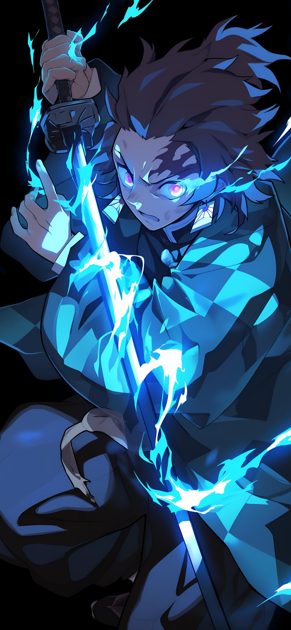 Download Demon Slayer Tanjiro Blue Lightning Sword